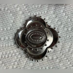 Early Judith Ripka Rare Silver Floral Brooch signed Vintage Judith Green EUC